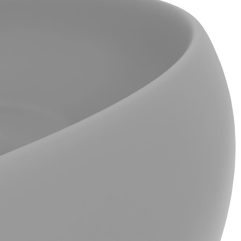 vidaXL Lyxigt runt handfat matt ljusgrå 40x15 cm keramik