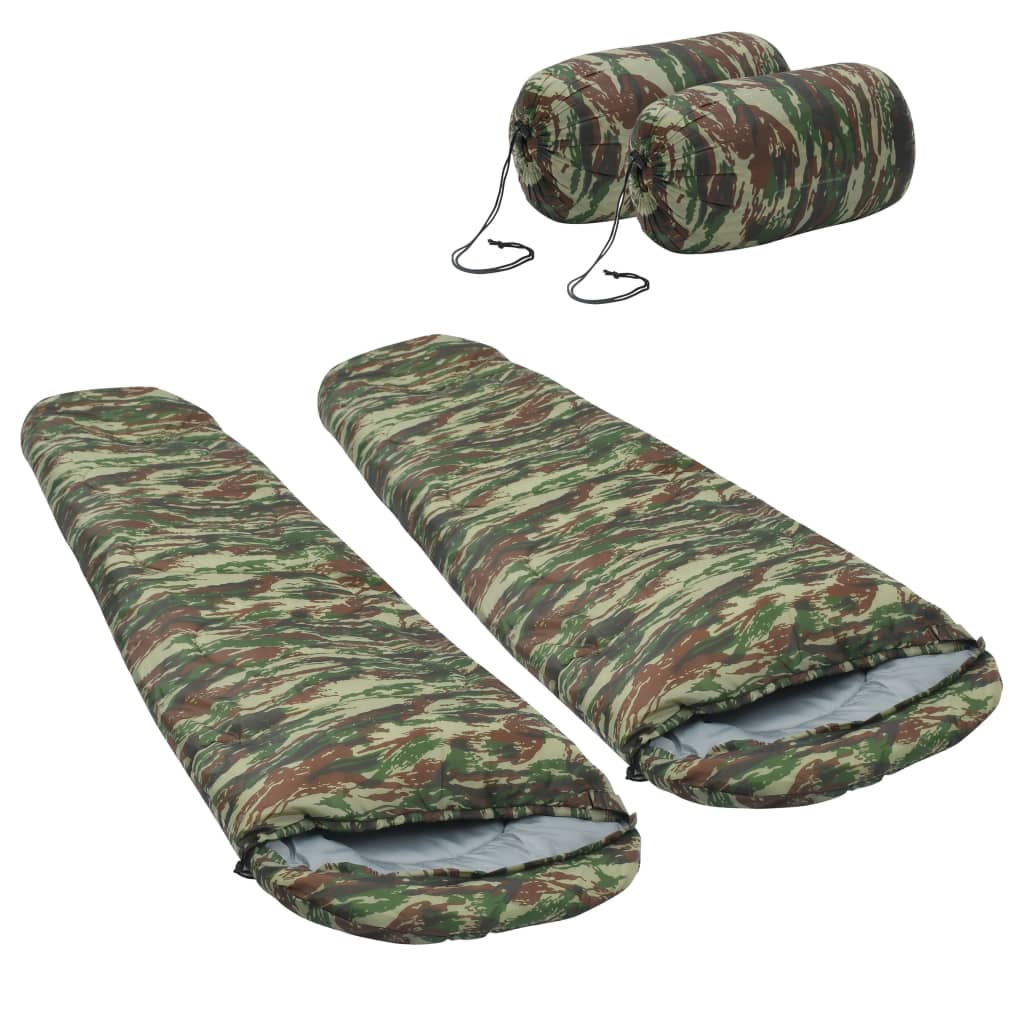 vidaXL Lätta sovsäckar 2 st kamouflage 15°C 850g