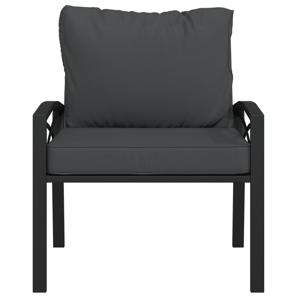 vidaXL Trädgårdsstol med grå dynor 68x76x79 cm stål