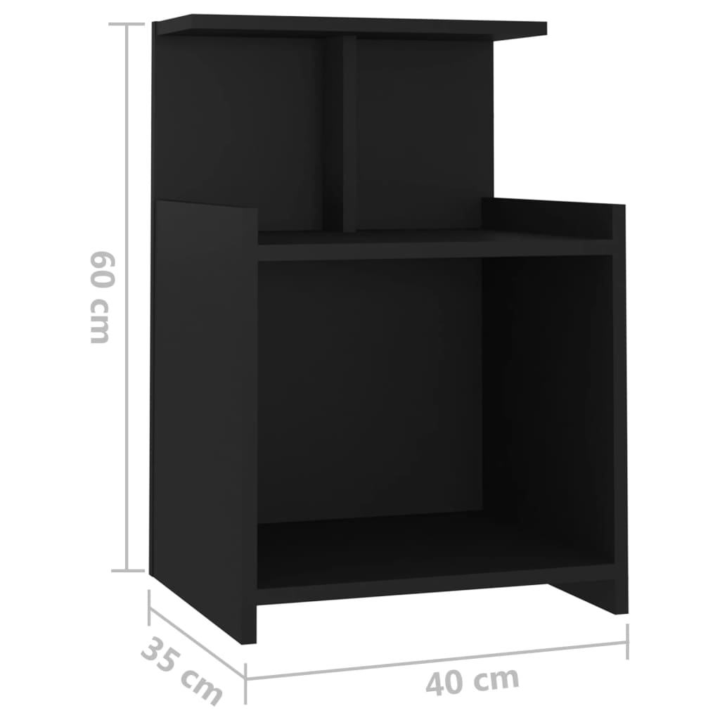 vidaXL Sängbord svart 40x35x60 cm konstruerat trä