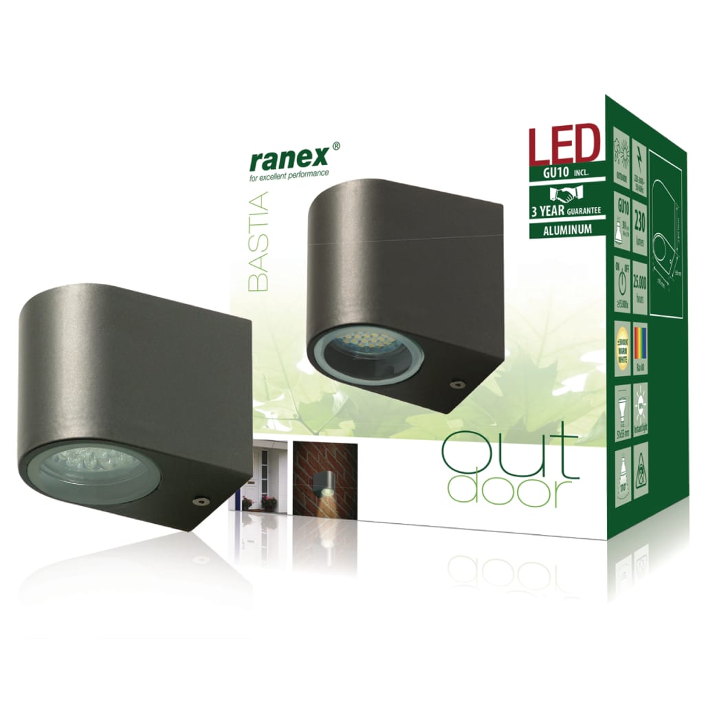 Ranex Vägglampa LED 3 W grå 5000.332