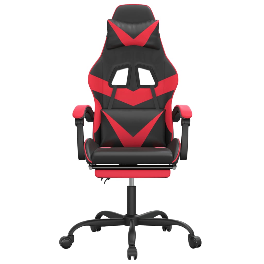 vidaXL Snurrbar gamingstol med fotstöd svart och röd konstläder