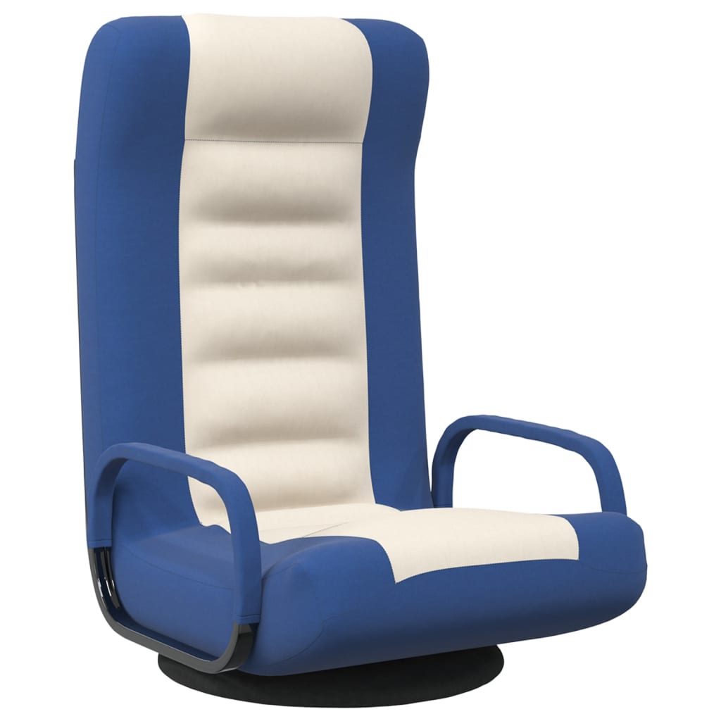 vidaXL Snurrbar golvstol blå och gräddvit tyg