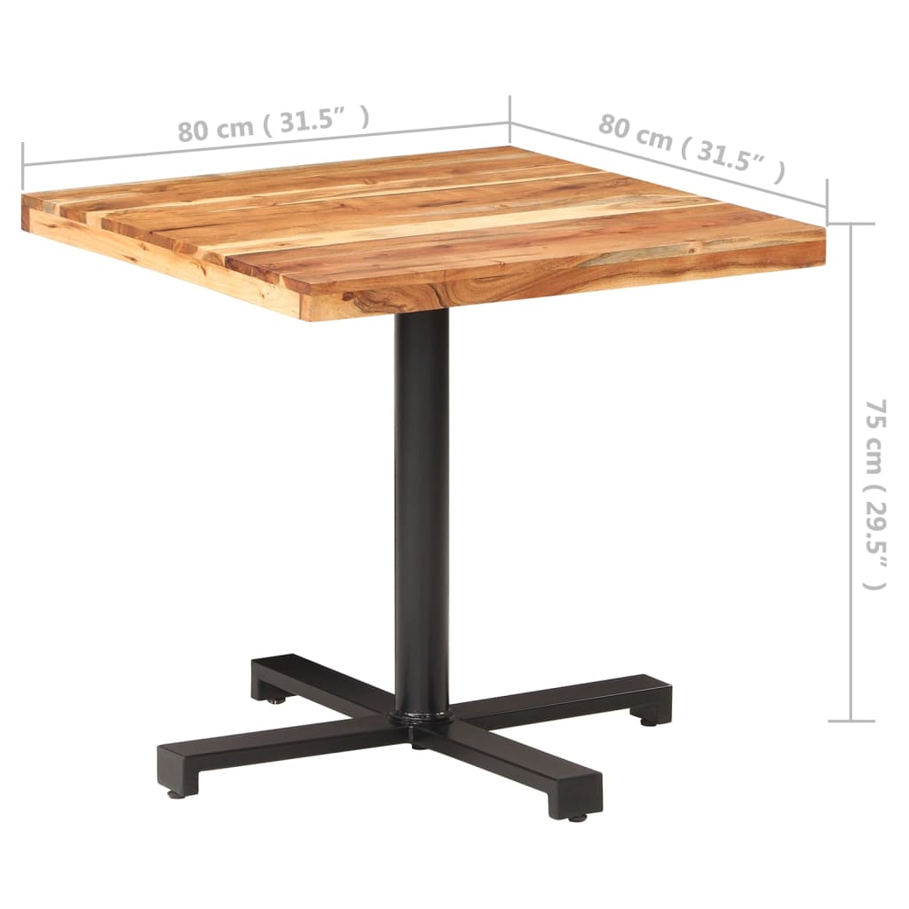 vidaXL Cafébord fyrkantigt 80x80x75 cm massivt akaciaträ