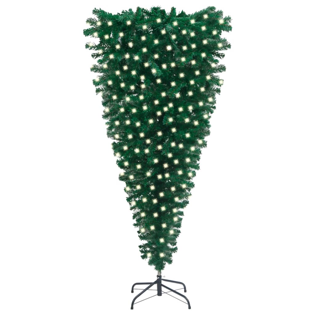 vidaXL Belyst plastgran uppochnedvänd grön 210 cm