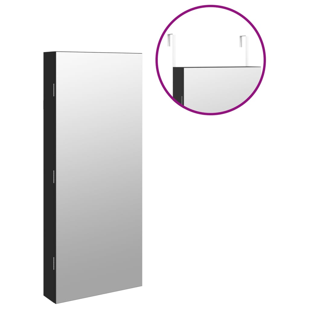 vidaXL Spegelskåp med LED-lampor väggmonterat svart