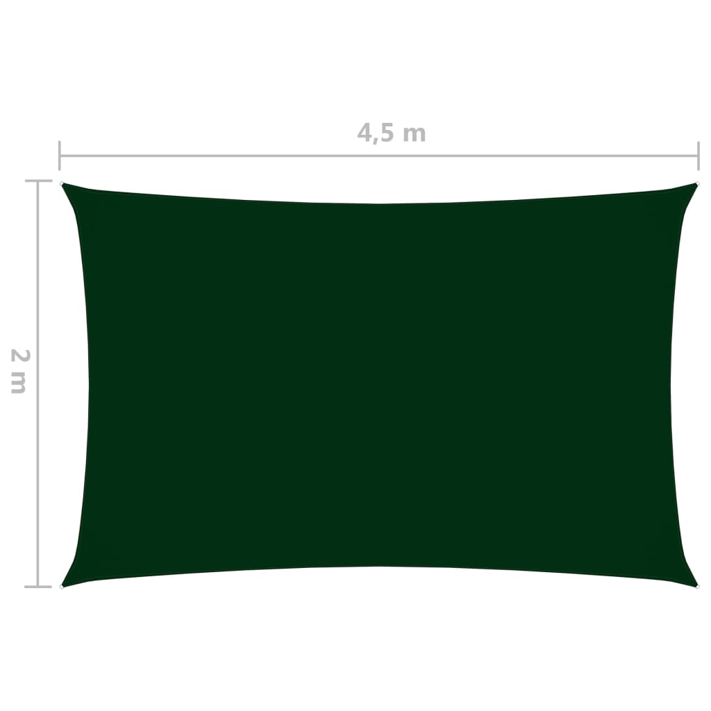 vidaXL Solsegel oxfordtyg rektangulärt 2x4,5 m mörkgrön