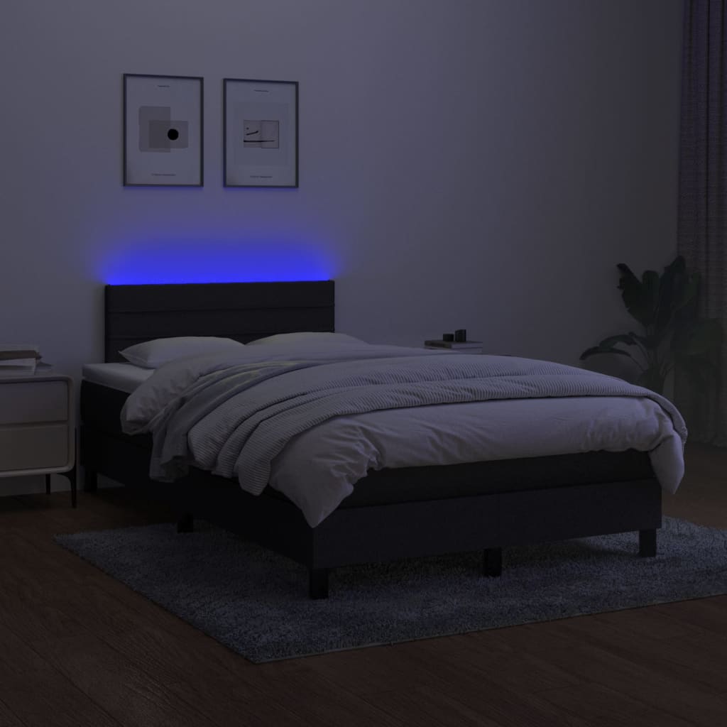 vidaXL Ramsäng med madrass & LED svart 120x200 cm tyg