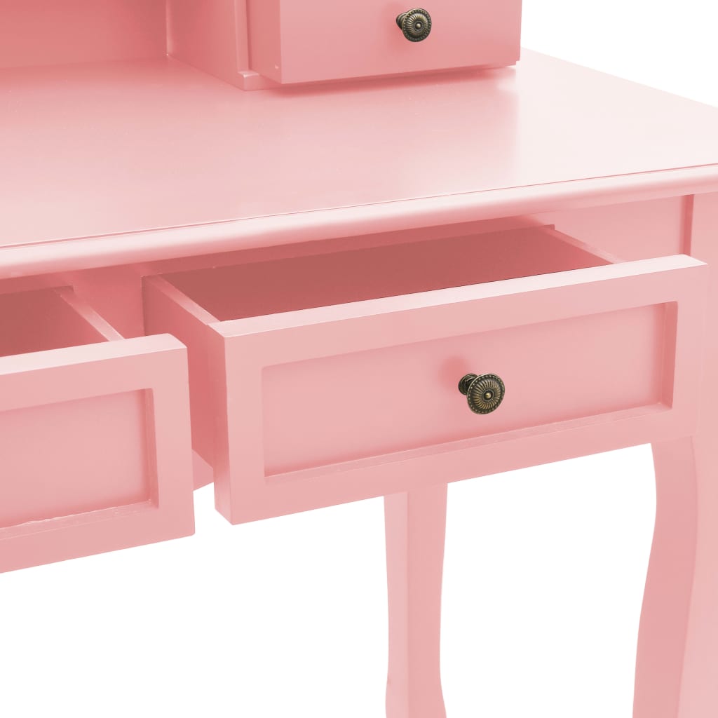 vidaXL Sminkbord med pall rosa 100x40x146 cm kejsarträ