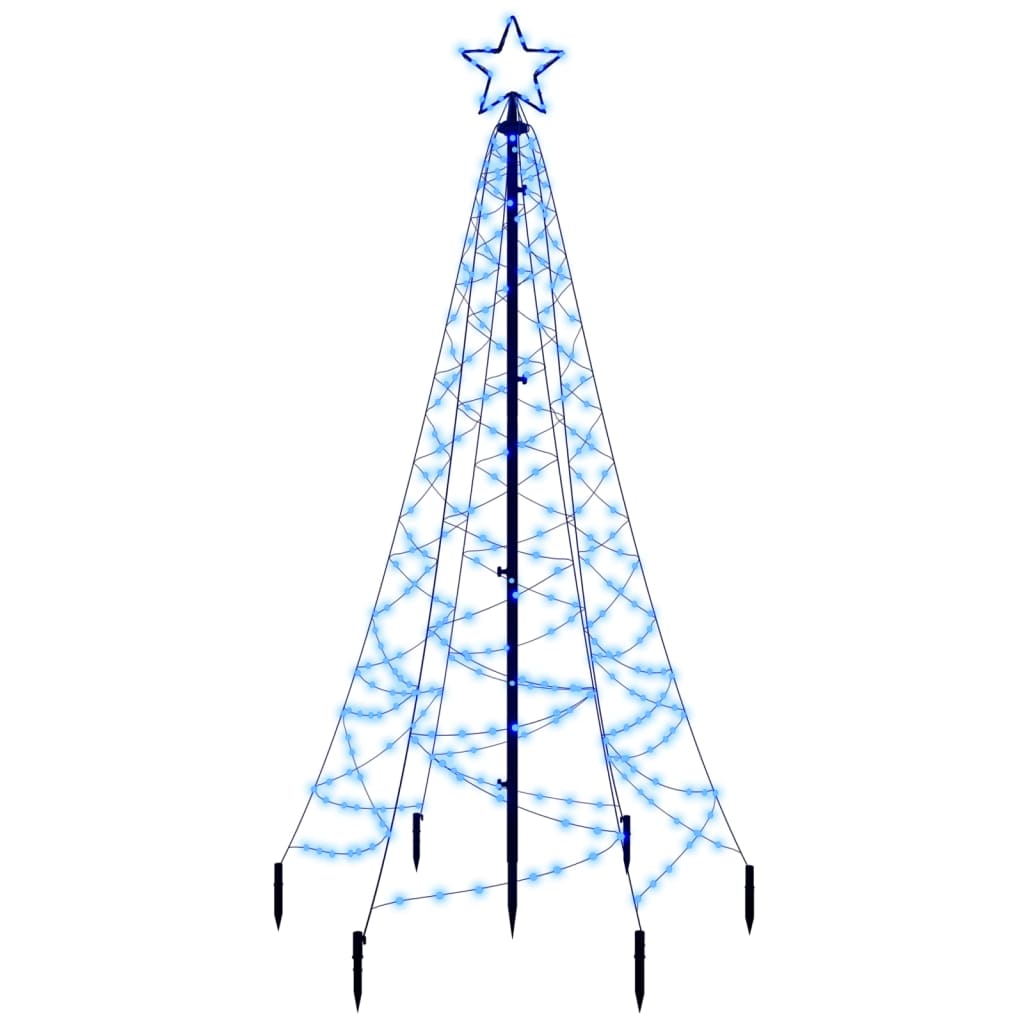 vidaXL Julgran med markspett 200 blåa lysdioder 180 cm