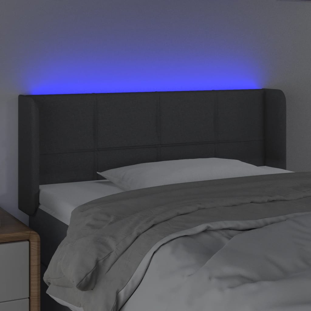 vidaXL Sänggavel LED mörkgrå 83x16x78/88 cm tyg