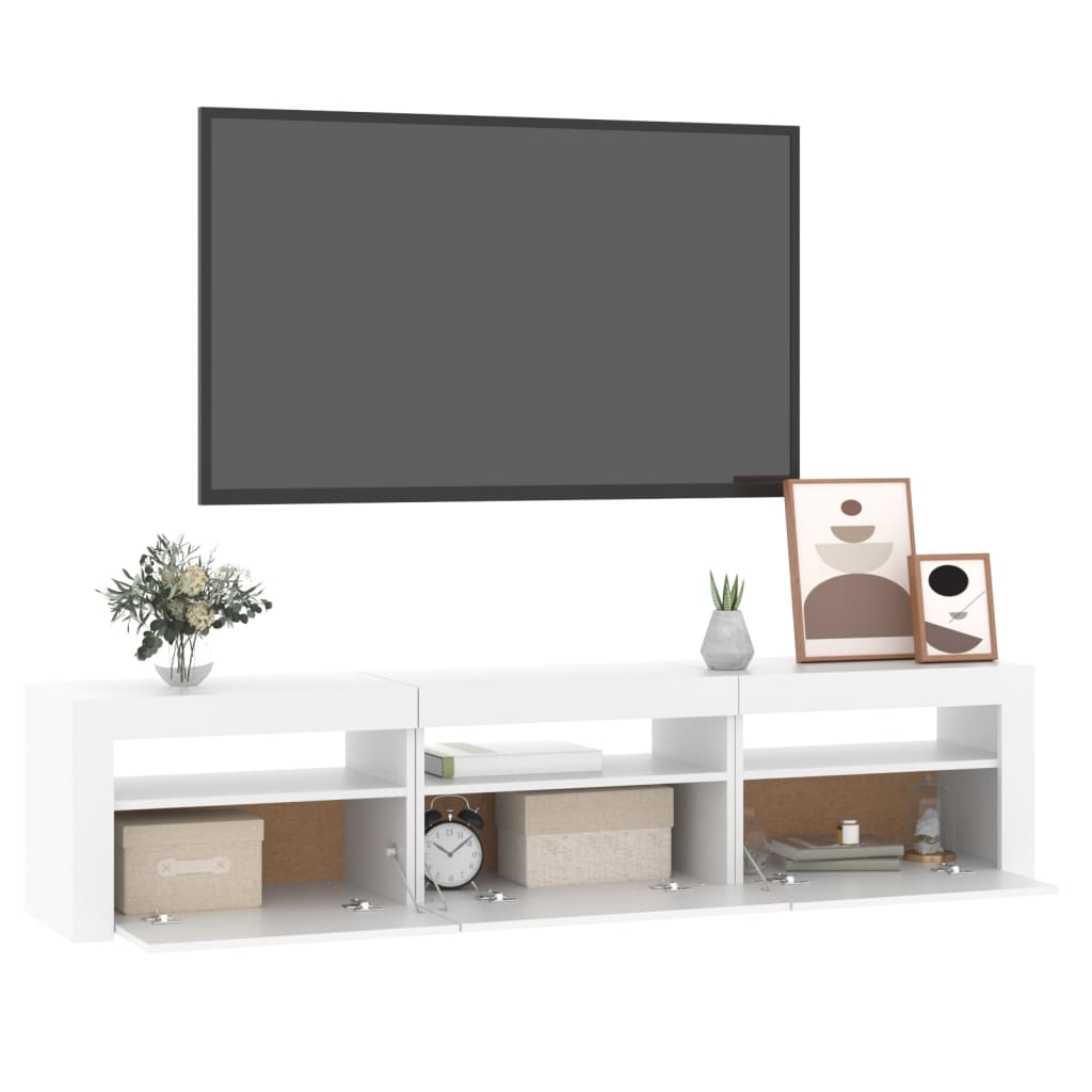 vidaXL Tv-bänk med LED-belysning vit 180x35x40 cm