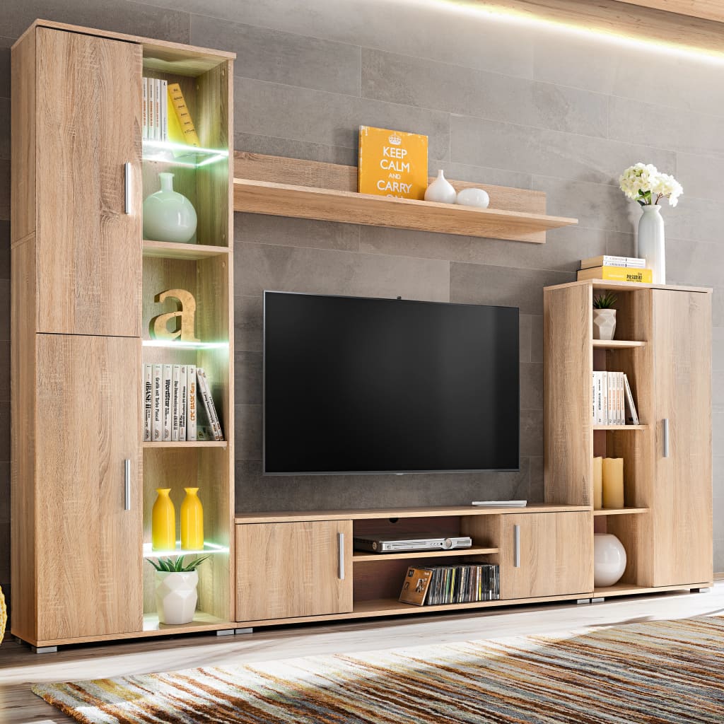 vidaXL TV-möbel med LED-belysning sonoma-ek