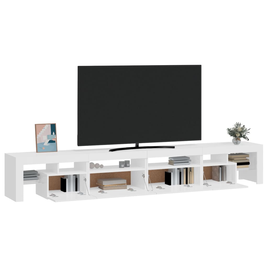 vidaXL Tv-bänk med LED-belysning vit högglans 260x36,5x40 cm