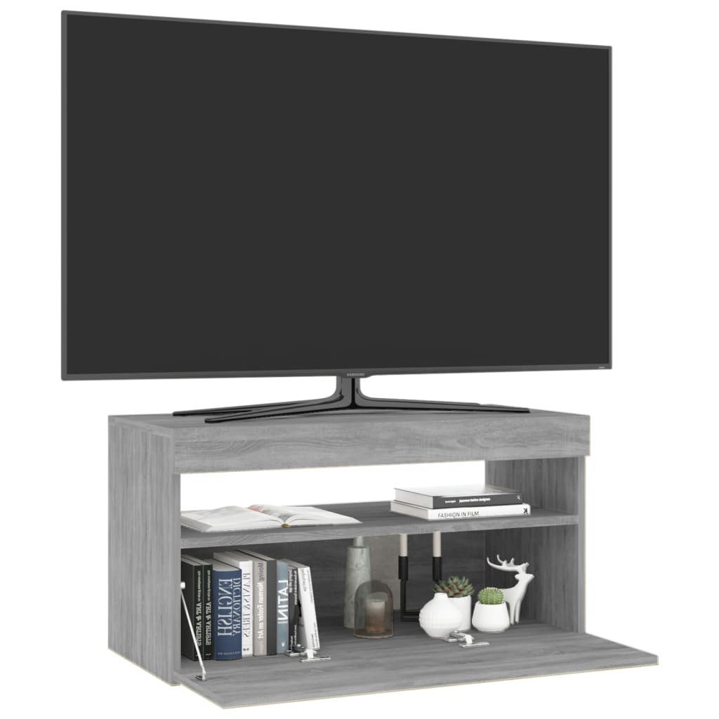 vidaXL Tv-bänk med LED-belysning grå sonoma 75x35x40 cm