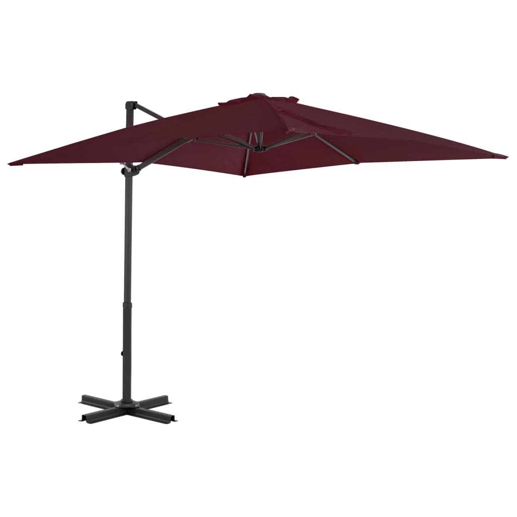 vidaXL Frihängande parasoll med aluminiumstång vinröd 250x250 cm