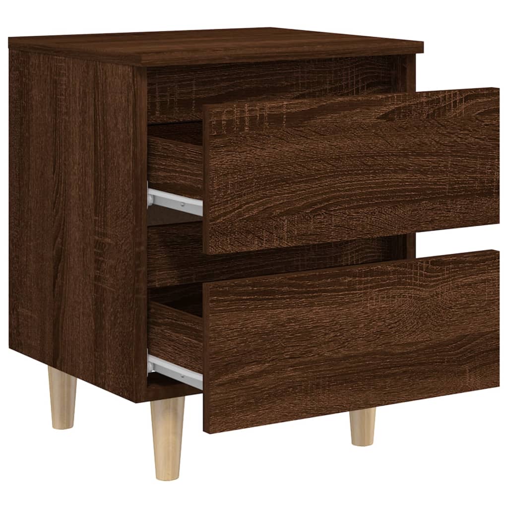 vidaXL Sängbord med massiva träben brun ek 40x35x50 cm