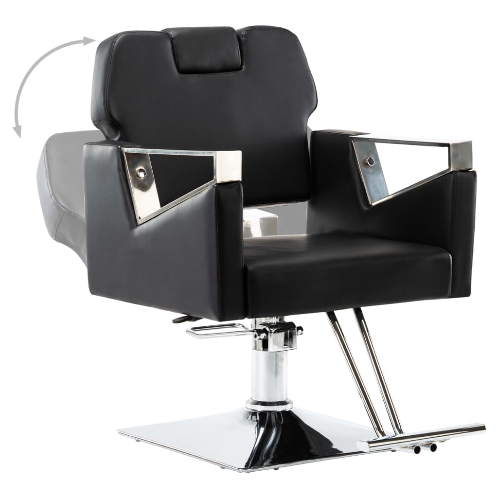 vidaXL Professionell frisörstol med nackstöd svart konstläder