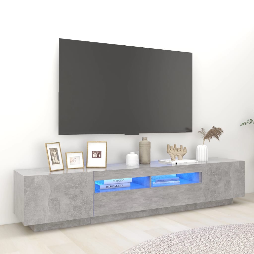 vidaXL TV-bänk med LED-belysning betonggrå 200x35x40 cm