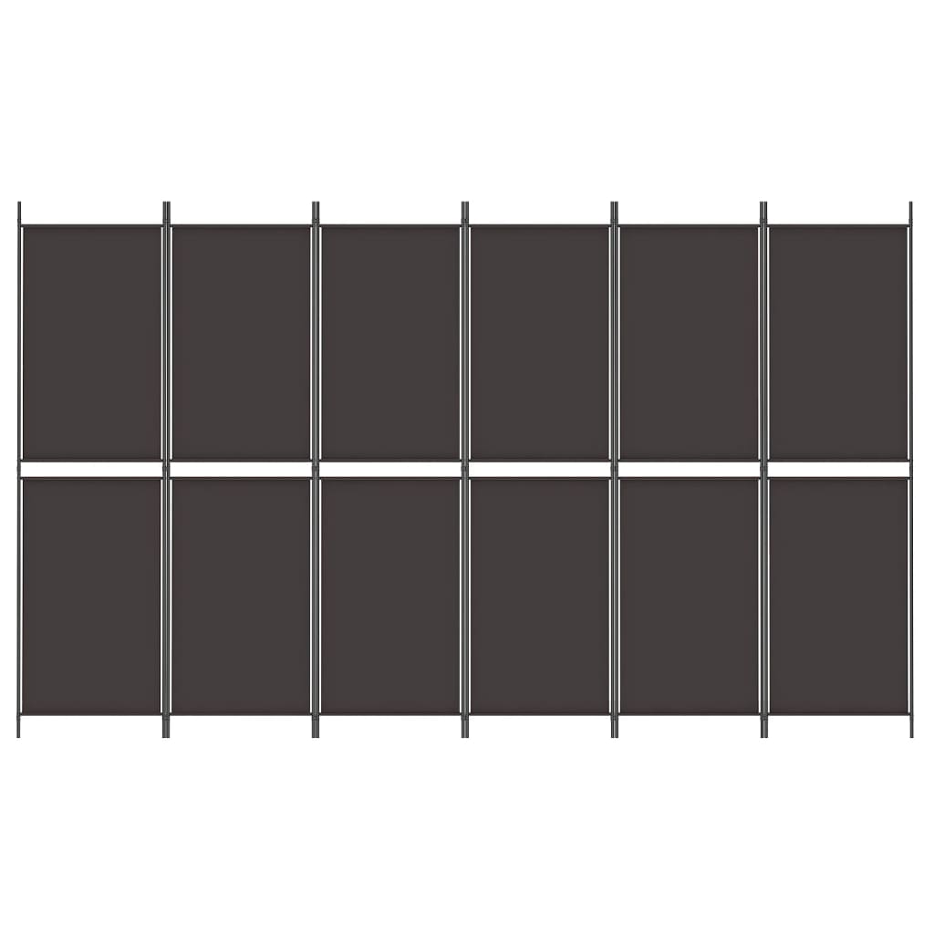 vidaXL Rumsavdelare 6 paneler brun 300x180 cm tyg