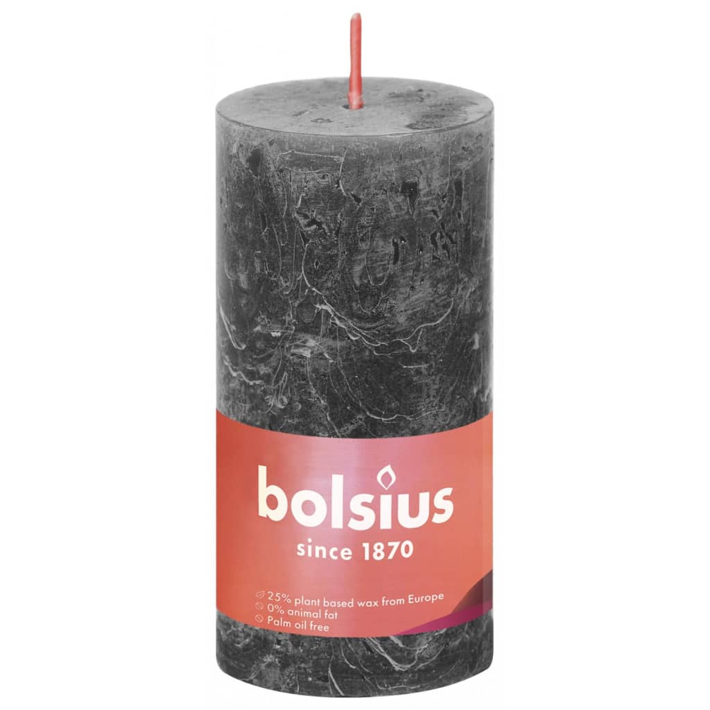 Bolsius Blockljus Shine 8-pack 100x50 mm stormgrå