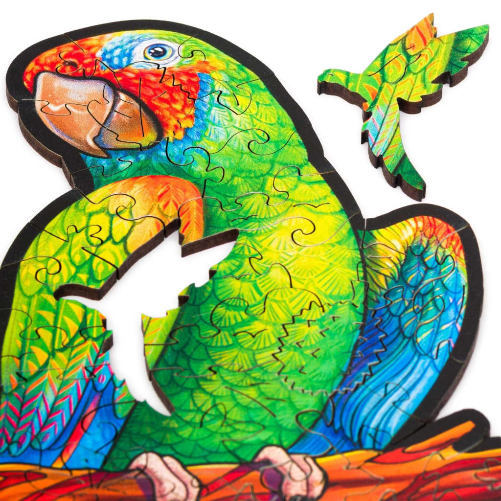 UNIDRAGON Pussel trä 193 bitar Playful Parrots medium 44x25 cm