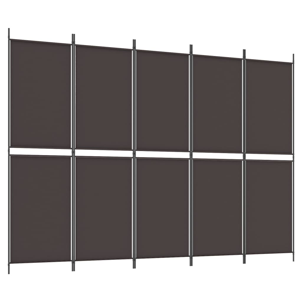 vidaXL Rumsavdelare 5 paneler brun 250x180 cm tyg
