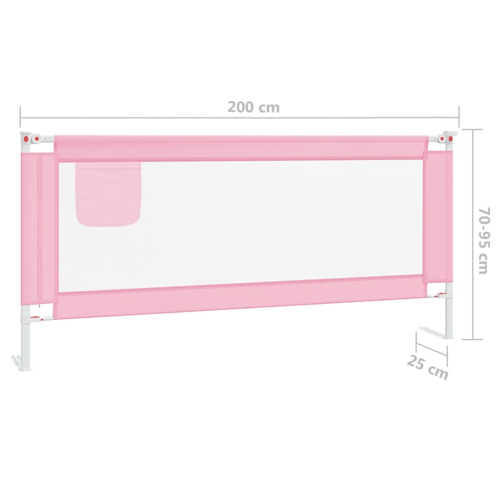 vidaXL Sängskena för barn rosa 200x25 cm tyg
