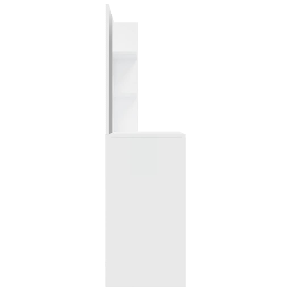vidaXL Sminkbord med spegel vit högglans 74,5x40x141 cm