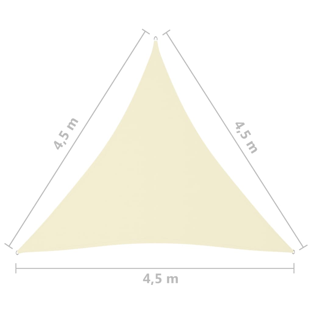 vidaXL Solsegel Oxfordtyg trekantigt 4,5x4,5x4,5 m gräddvit