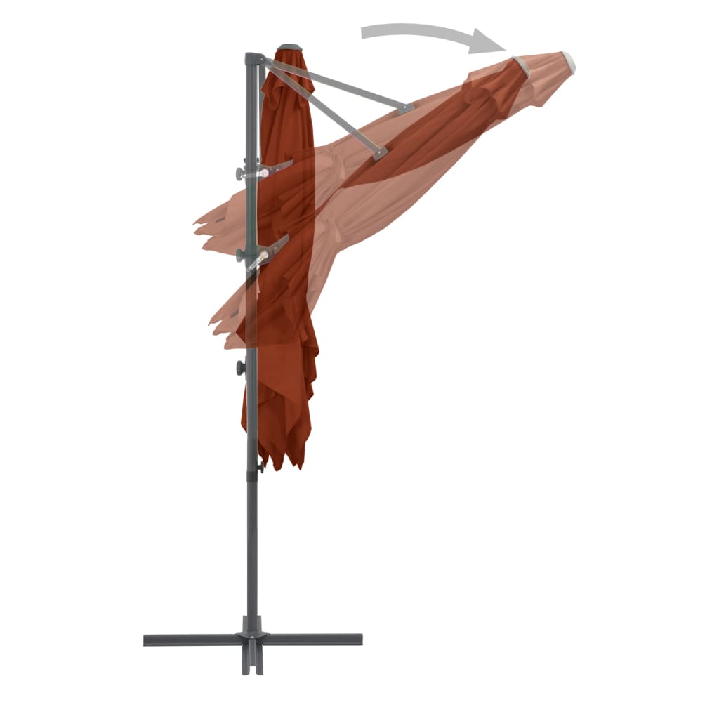 vidaXL Frihängande parasoll med stålstång terrakotta 250x250 cm