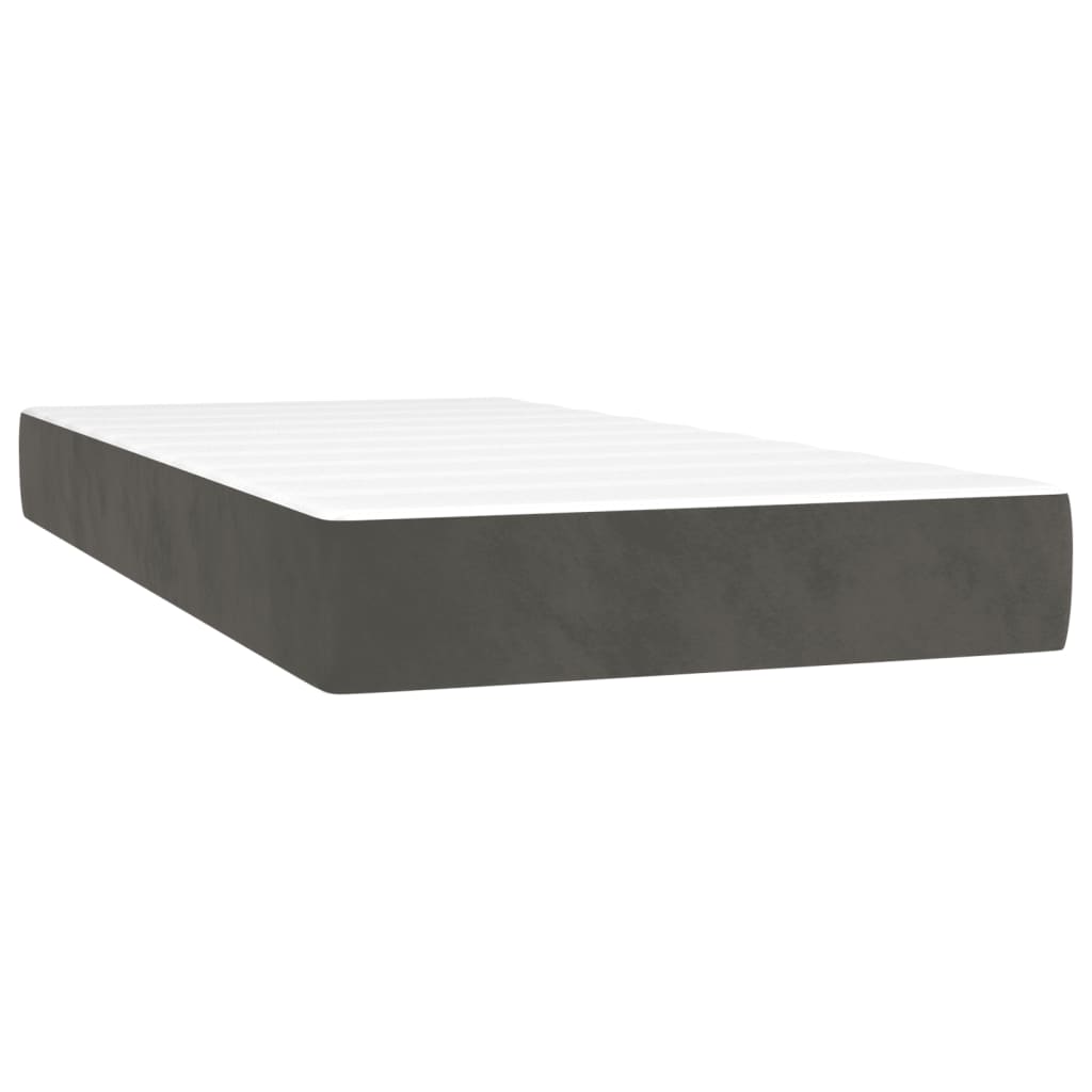 vidaXL Ramsäng med madrass mörkgrå 120x190 cm sammet