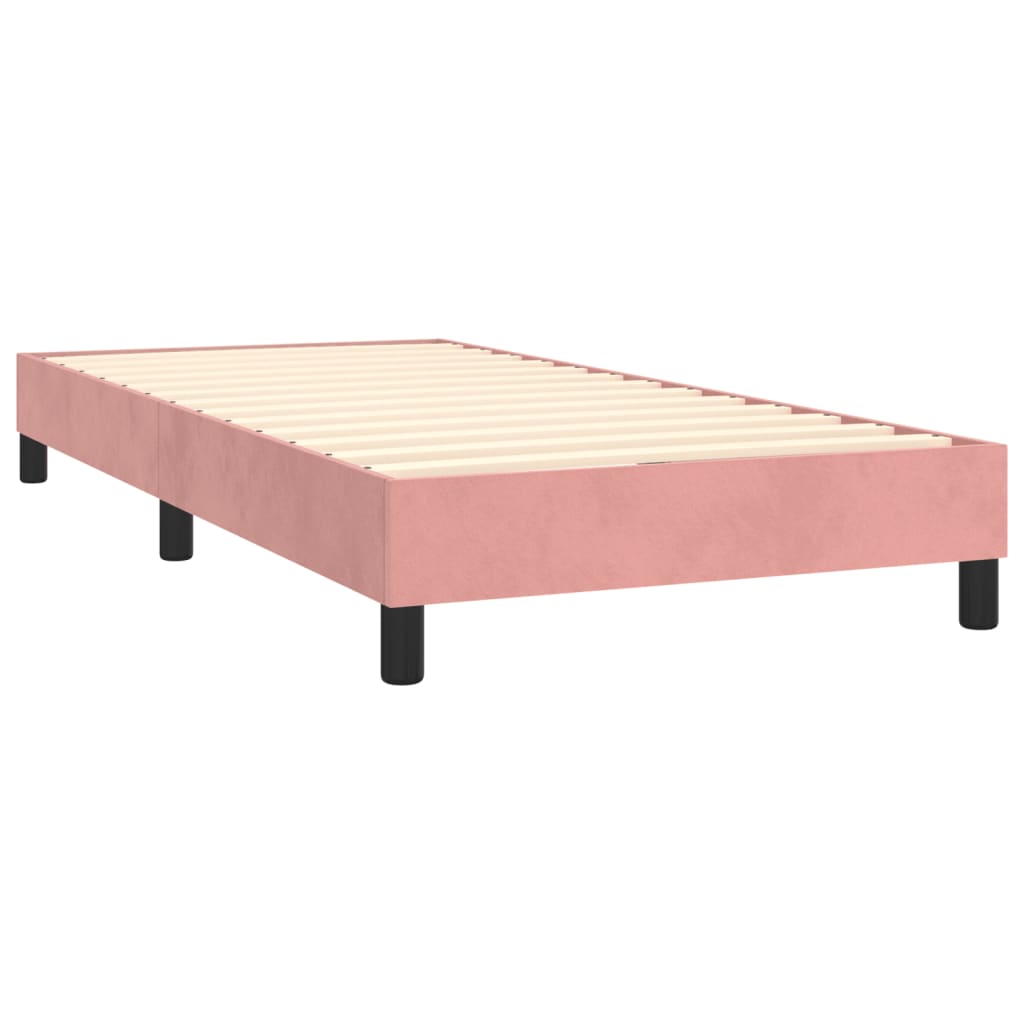 vidaXL Ramsäng med madrass rosa & LED 100x200 cm sammet