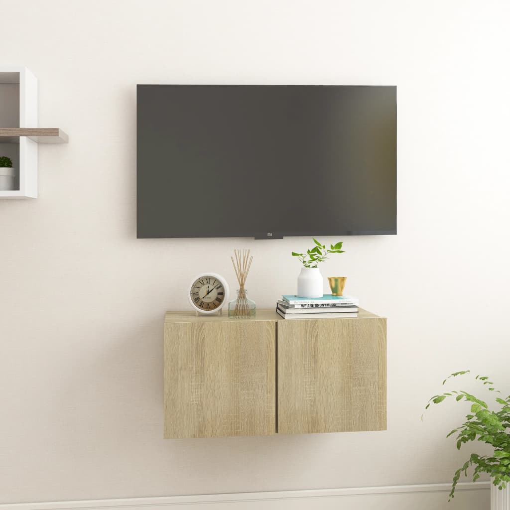 vidaXL Väggmonterat TV-skåp sonoma-ek 60x30x30 cm