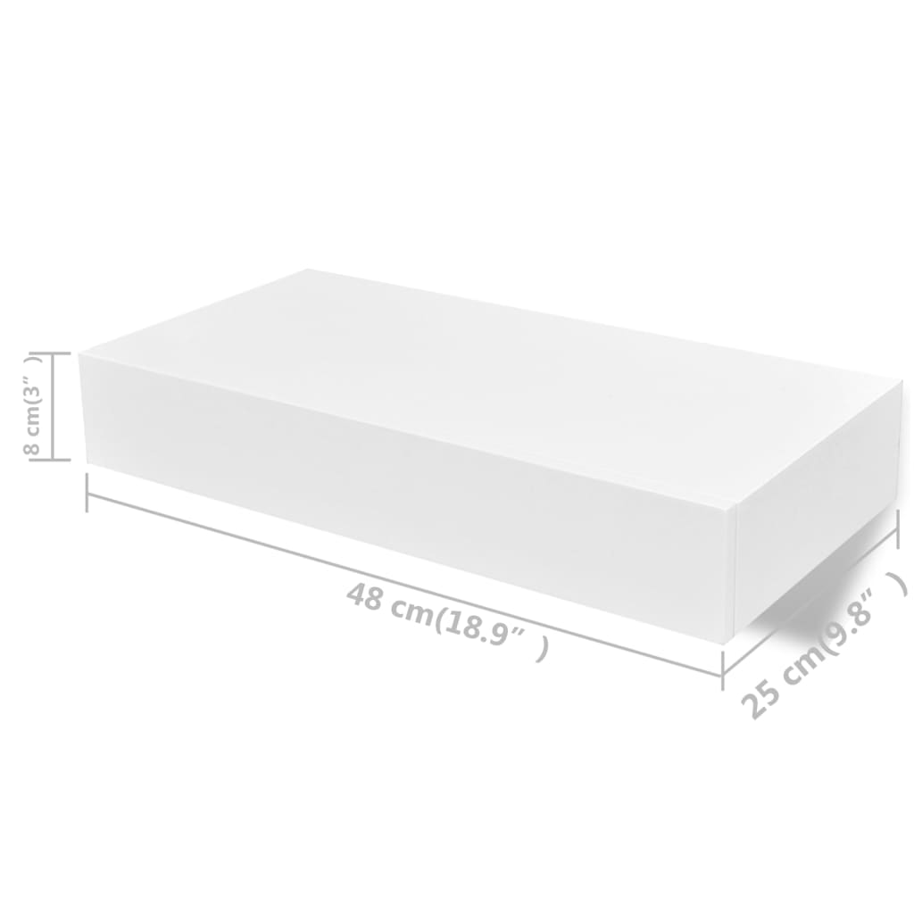 vidaXL Svävande vägghyllor med lådor 2 st 48 cm vit