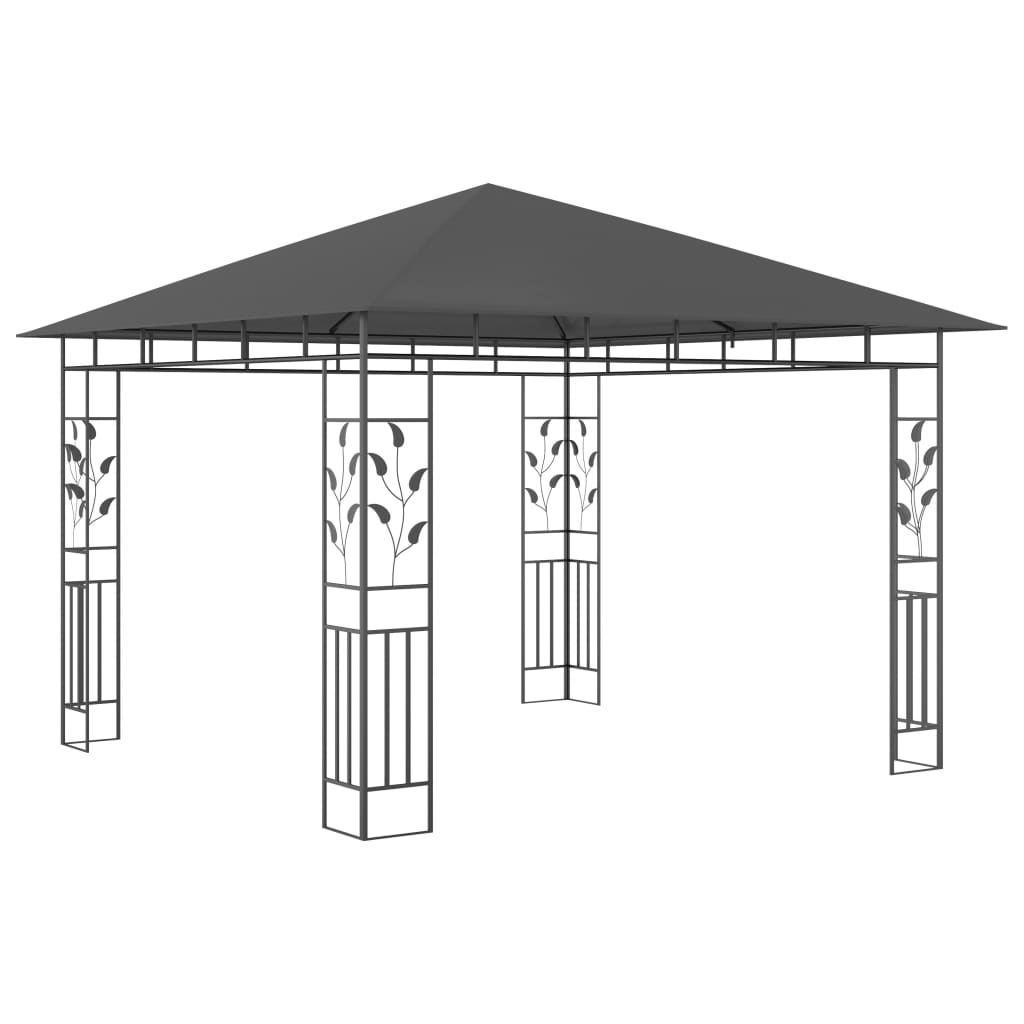vidaXL Paviljong med myggnät och ljusslinga LED 3x3x2,73m antracit