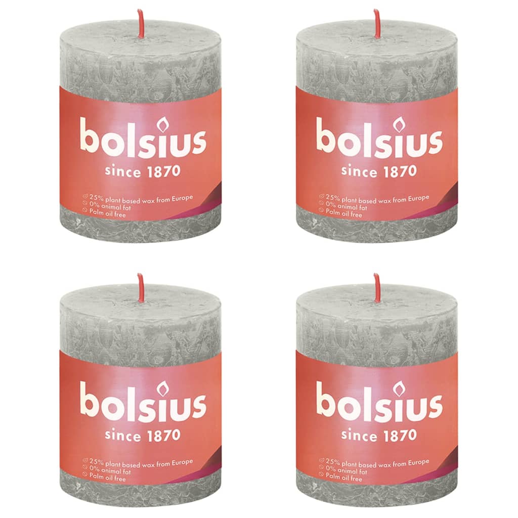 Bolsius Rustika blockljus 4-pack 80x68 mm sandgrå
