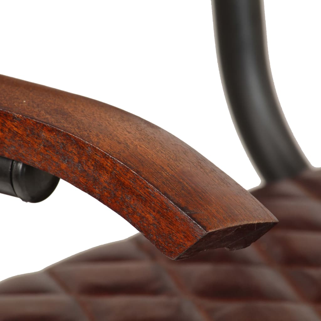 vidaXL Matstolar 2 st med armstöd brun äkta läder