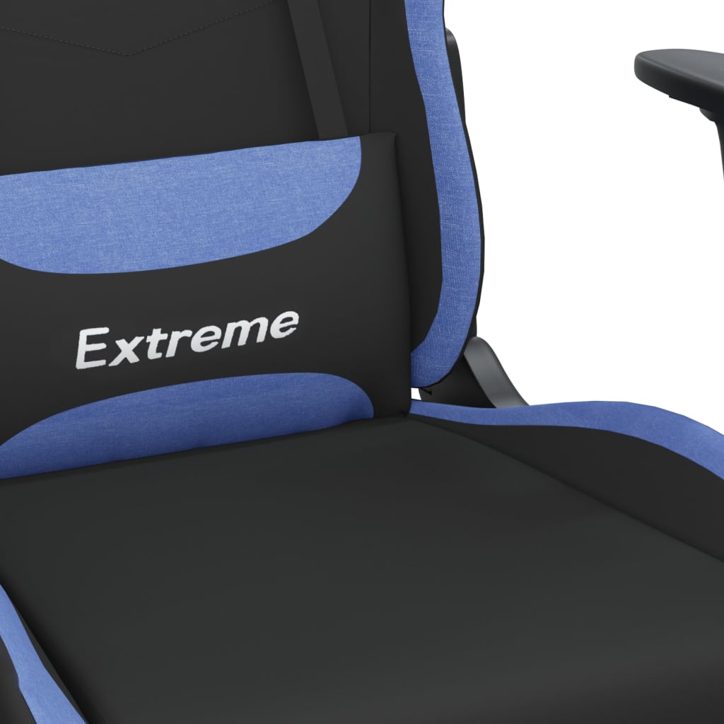 vidaXL Gamingstol med fotstöd svart och blå tyg