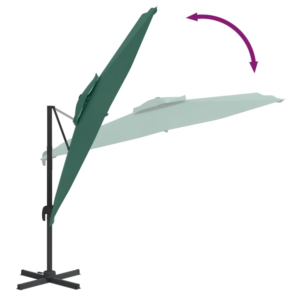 vidaXL Frihängande parasoll med ventilation grön 300x300 cm