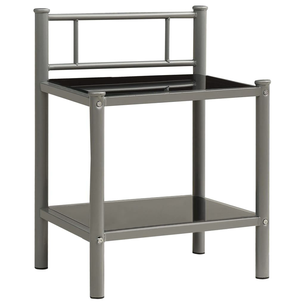 vidaXL Nattduksbord 2 st grå och svart metall och glas