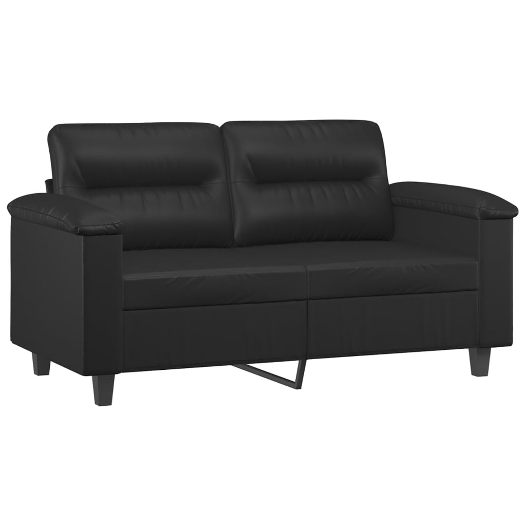 vidaXL 2-sits soffa med prydnadskuddar svart 120 cm konstläder