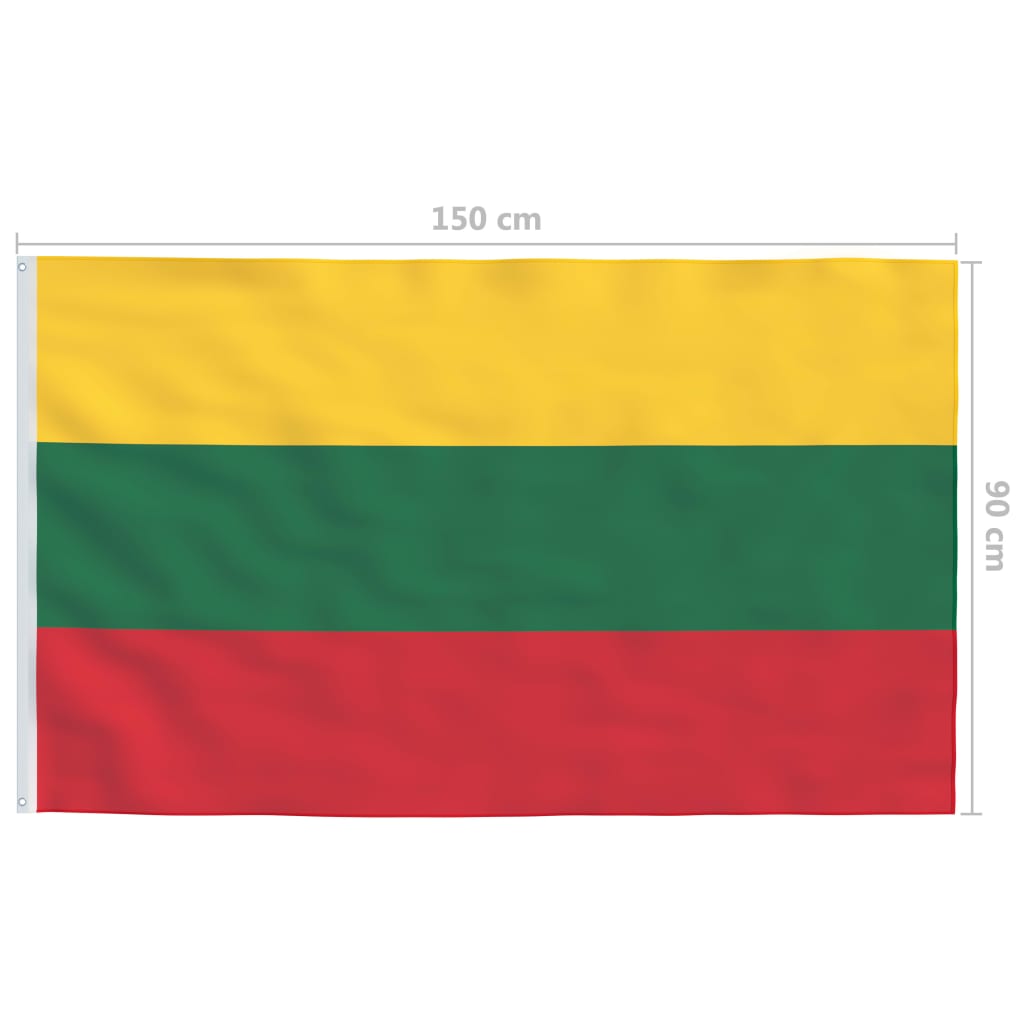 vidaXL Litauens flagga och flaggstång i aluminium 6 m