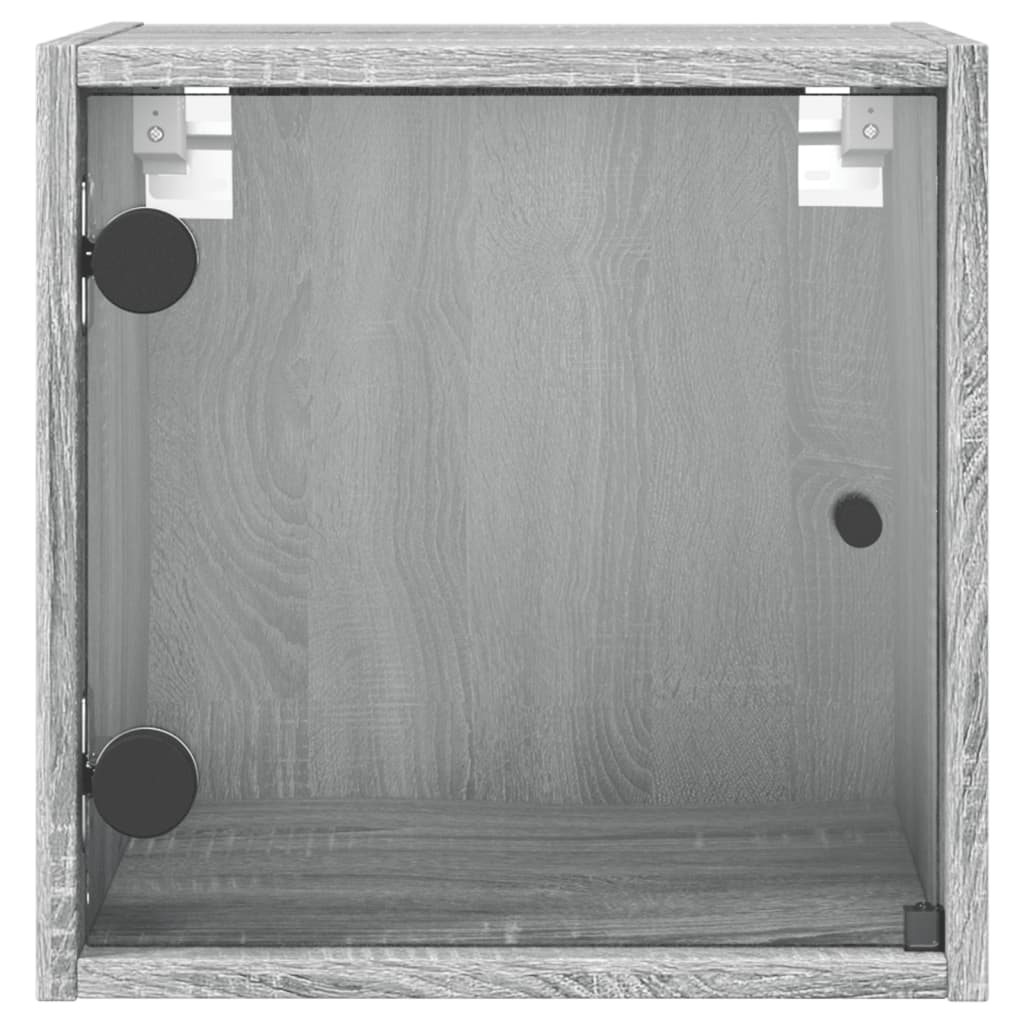 vidaXL Sängskåp med glasdörr grå sonoma 35x37x35 cm