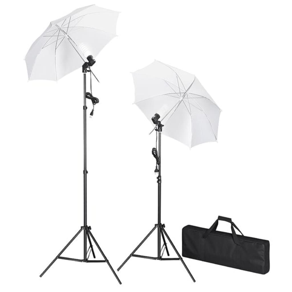 vidaXL Fotostudio med bakgrunder, lampor och paraplyer
