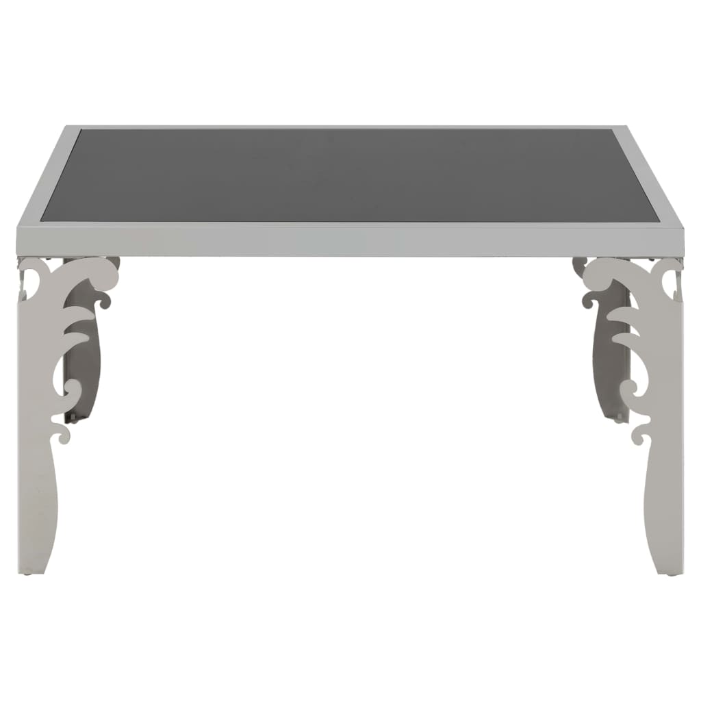 vidaXL Soffbord med spegel rostfritt stål och glas 80x60x44 cm