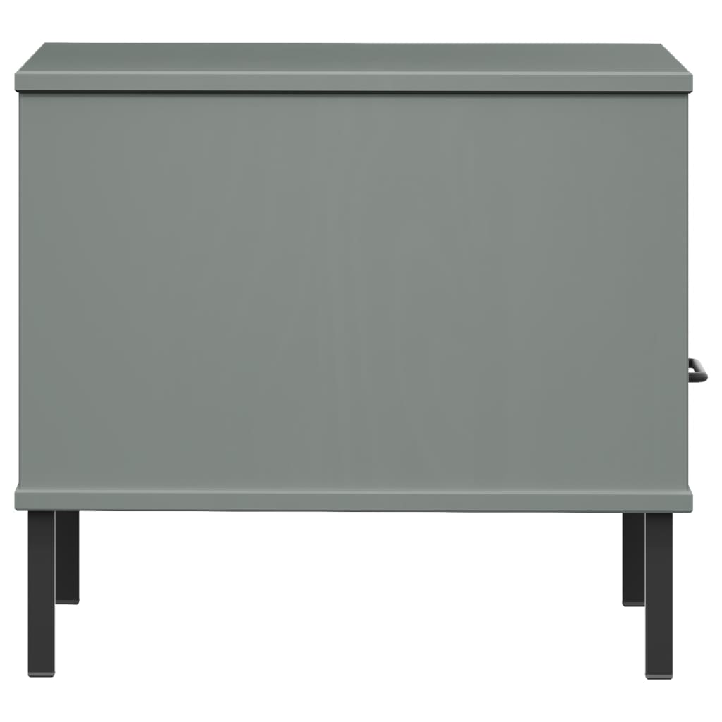 vidaXL Sängbord med metallben OSLO grå massiv furu