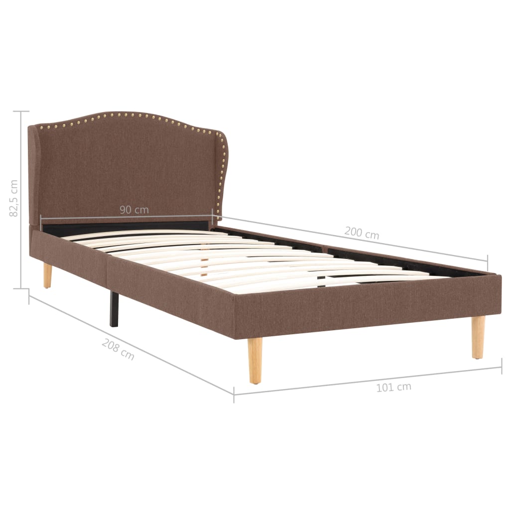 vidaXL Säng med memoryskummadrass brun tyg 90x200 cm