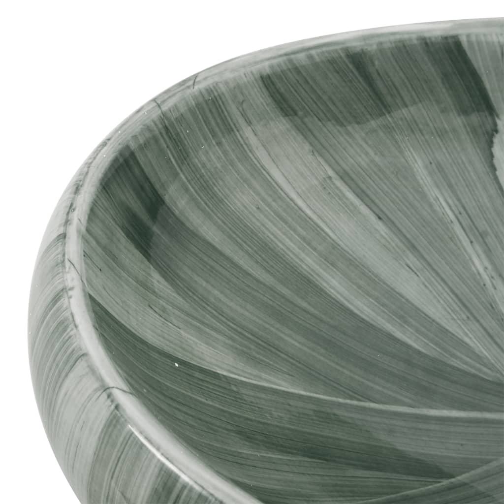 vidaXL Handfat grön oval 59x40x15 cm keramik