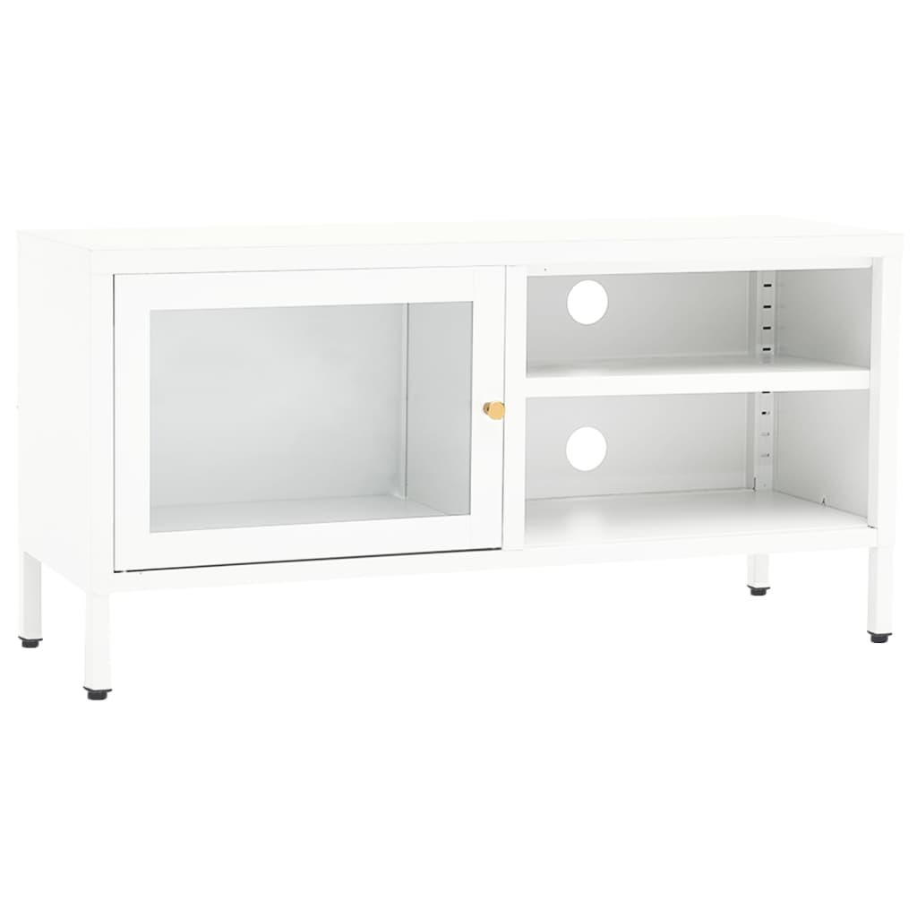vidaXL TV-bänk vit 90x30x44 cm stål och glas